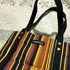 Longaberger Striped Tote with Black, Purple, and Yellow